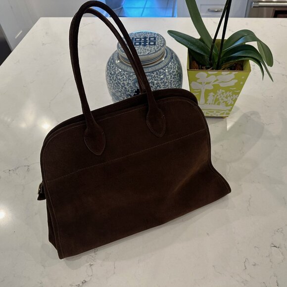 Suie Valentini Suede Leather Bag / Similar to The Row's Soft Margaux 15 bag - Picture 7 of 10